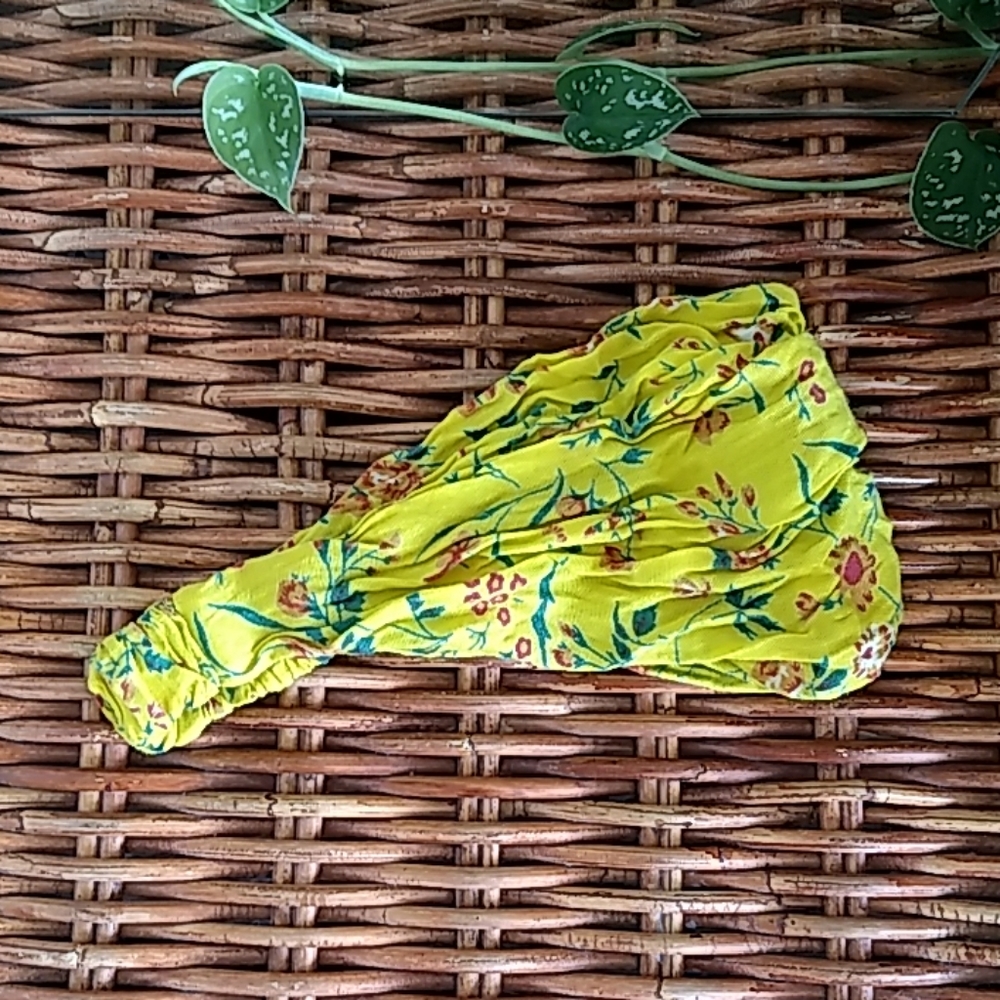 Yellow Floral Fabric Wide Headband